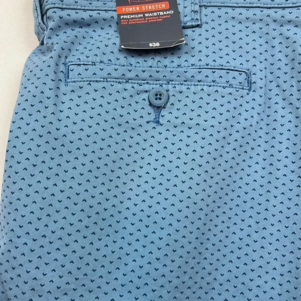 St. John’s Bay Blue print comfort stretch flat front shorts size 42 NWT